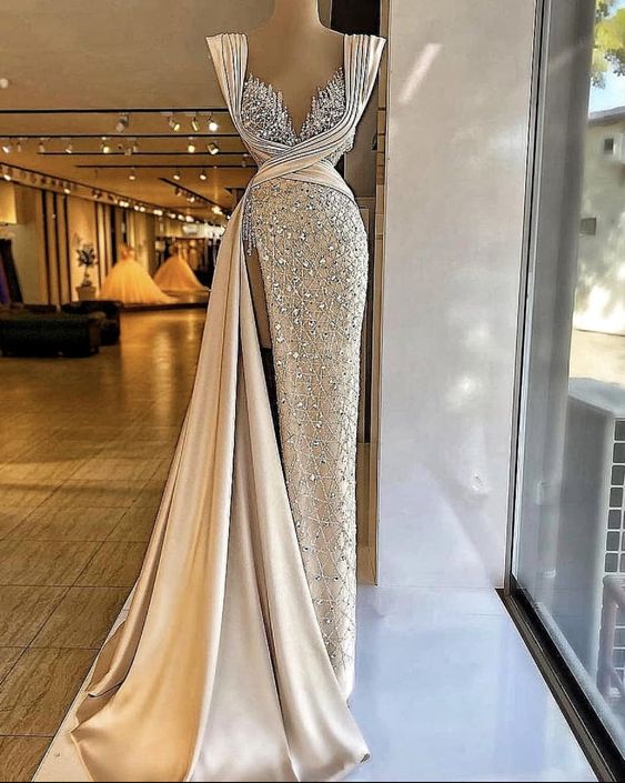 Champagner Mode Abendkleider Sexy Ballkleider Festzug Kleid Y1741