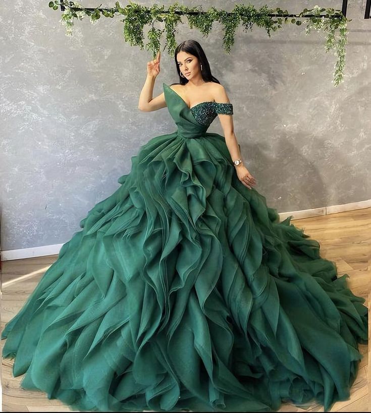 Vestido de fiesta verde estilo gala, corte A, vestido de noche formal Y1795