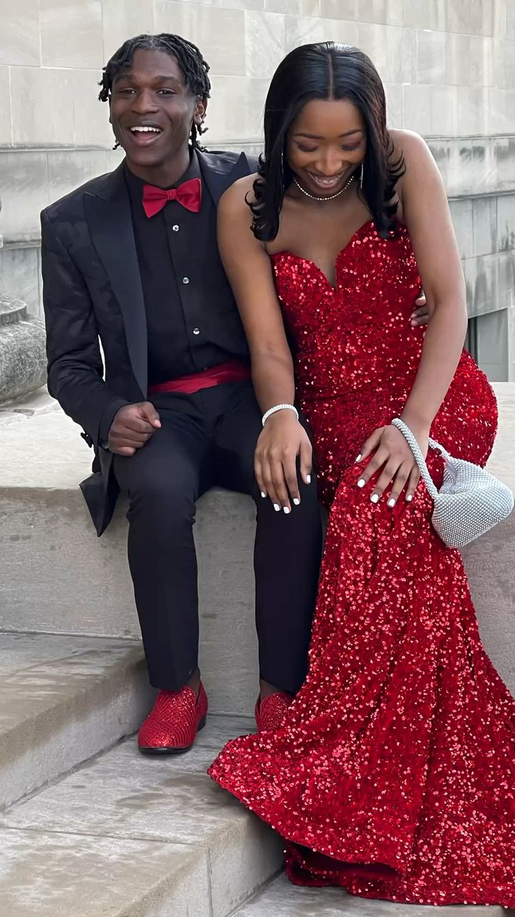 Shiny Mermaid Red Sequin Evening Dress Elegant Formal Gown Y663