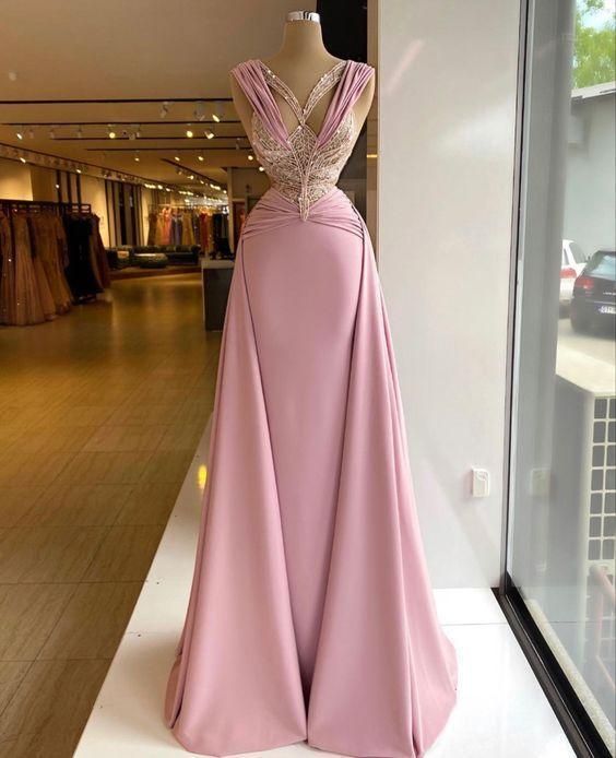 Rosa Langes Ballkleid Einzigartiges Abendkleid Y521