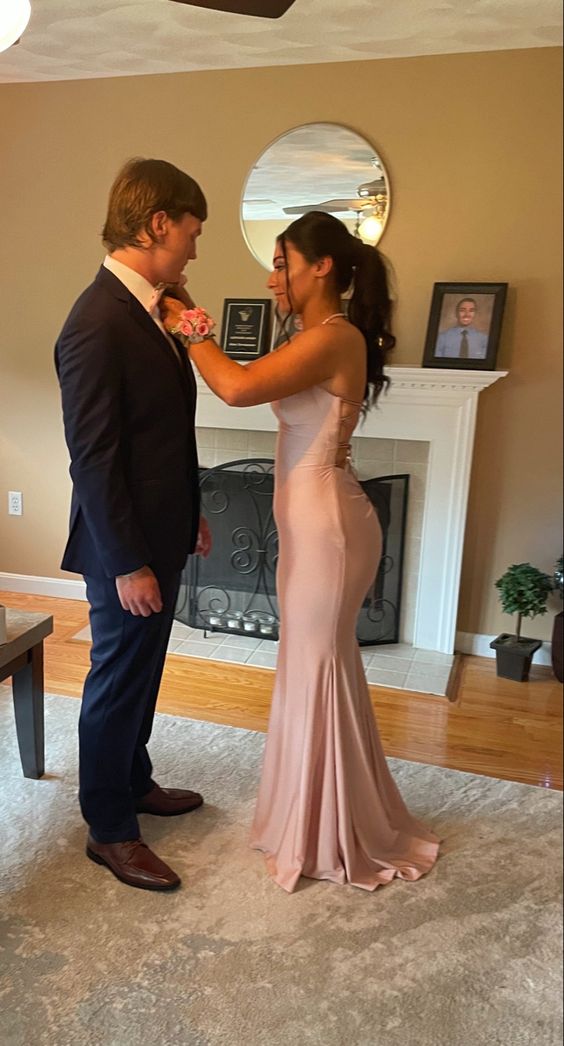 Rosa Meerjungfrau Bodenlanges Ballkleid Hübsches Ballkleid Klassisches Abendkleid Y647