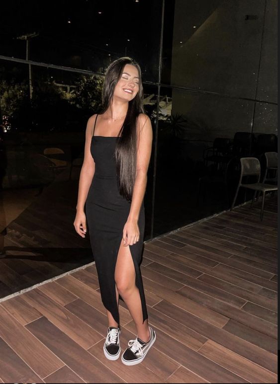 Vestido de fiesta vintage con tirantes finos, sexy, con abertura, liso y ajustado, para mujer, vestido de noche negro Y1187