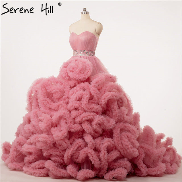 Vestido de novia para embarazadas con nubes esponjosas y cristales color burdeos HA2004