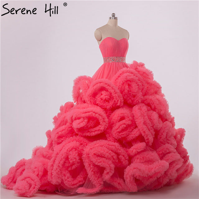 Vestido de novia para embarazadas con nubes esponjosas y cristales color burdeos HA2004