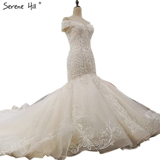 Vestidos de novia de alta gama, sexys, con hombros descubiertos y personalizados, estilo sirena, de lujo, con lentejuelas de cristal, estilo vintage.