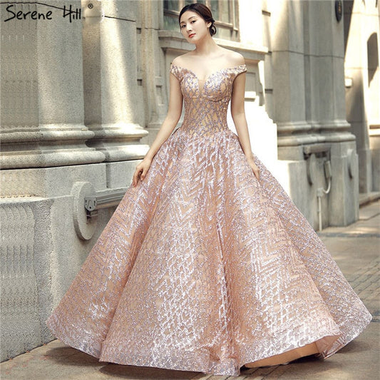 Vestidos de novia vintage de alta gama con hombros descubiertos y brillantes