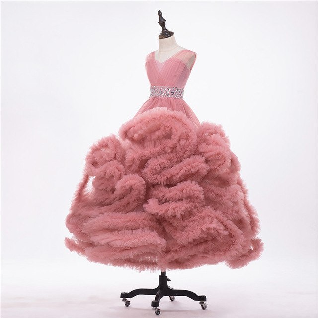 En oferta, sin devolución ni reembolso, vestidos de desfile para niñas apresurados, vestidos de niña de las flores en forma de nube, hechos a medida, HTA0001