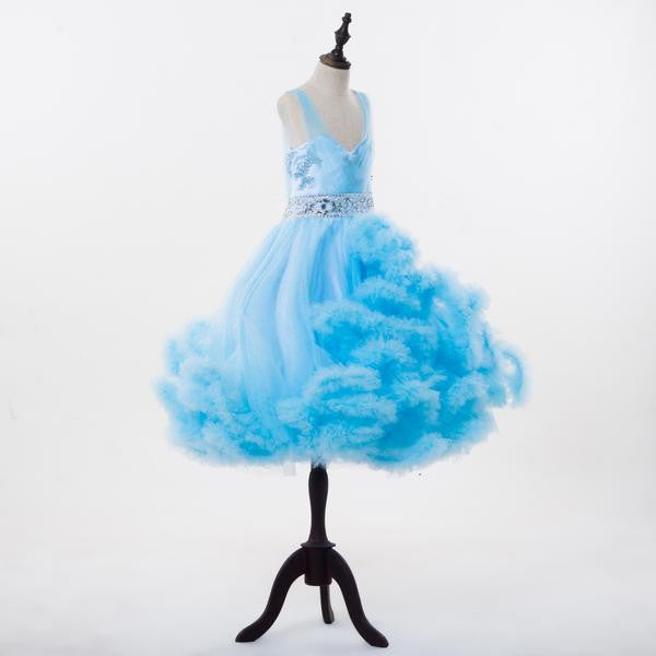 En oferta, sin devolución ni reembolso, vestidos de desfile para niñas apresurados, vestidos de niña de las flores en forma de nube, hechos a medida, HTA0001