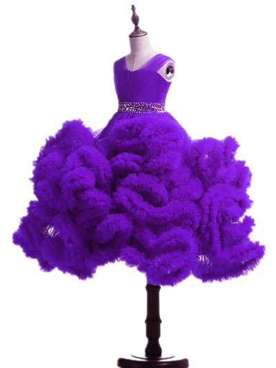 En oferta, sin devolución ni reembolso, vestidos de desfile para niñas apresurados, vestidos de niña de las flores en forma de nube, hechos a medida, HTA0001