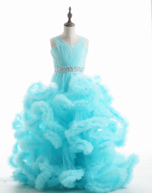 En oferta, sin devolución ni reembolso, vestidos de desfile para niñas apresurados, vestidos de niña de las flores en forma de nube, hechos a medida, HTA0001