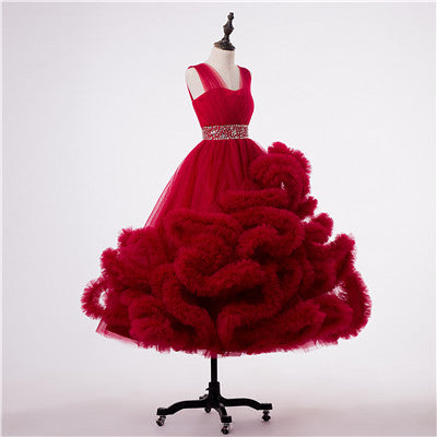 En oferta, sin devolución ni reembolso, vestidos de desfile para niñas apresurados, vestidos de niña de las flores en forma de nube, hechos a medida, HTA0001