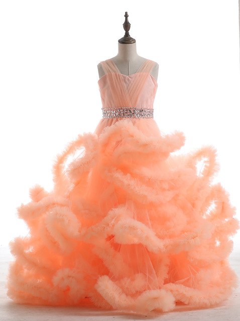 En oferta, sin devolución ni reembolso, vestidos de desfile para niñas apresurados, vestidos de niña de las flores en forma de nube, hechos a medida, HTA0001