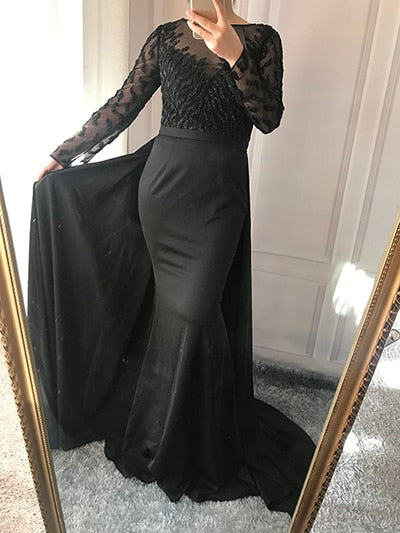 Vestido de noche sirena con cuentas en rojo y negro, sin devoluciones ni reembolsos, LA6275