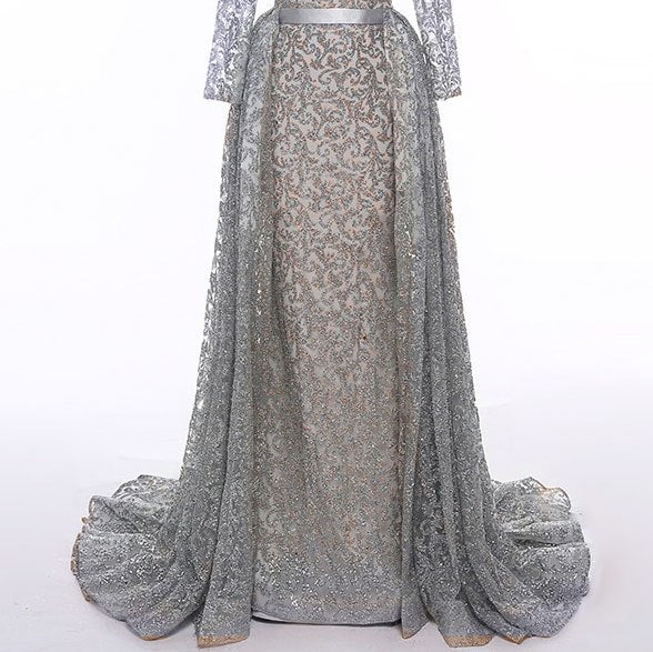 On Sale No Return No Refund Fashion Mermaid Luxury Glitter Wine Red Evening Dress Long Sleeves  Gliter  with train Evening Gowns 2025 LA6326