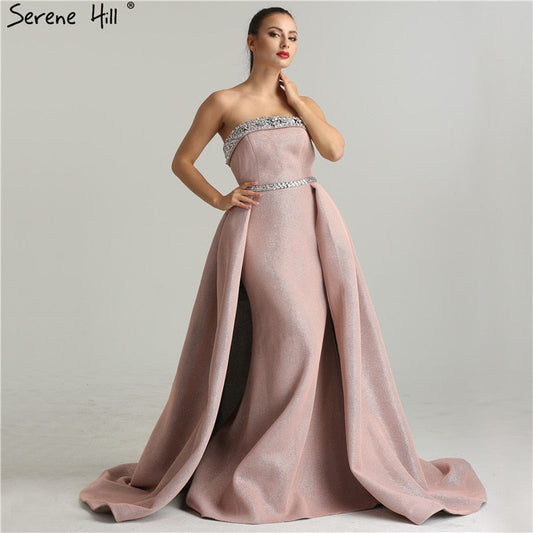 En oferta, sin devolución ni reembolso. Venta de vestidos de noche de sirena sexys, ajustados, de lujo, con cuentas rosas de diseñador de Dubái, vestidos de noche vintage de alta gama. Foto real LA6339 2025