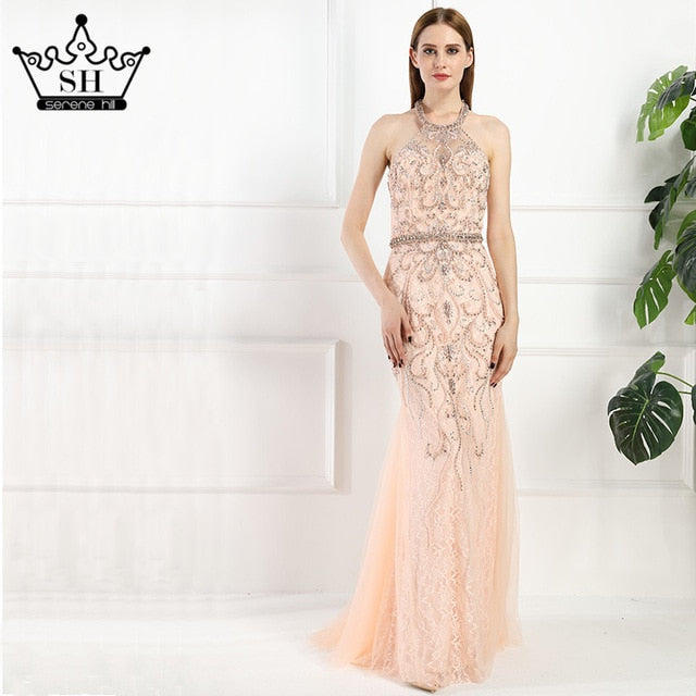 On Sale no return no refundSale Tulle New Evening Dress Lace Pearls Diamond Mermaid LA6089