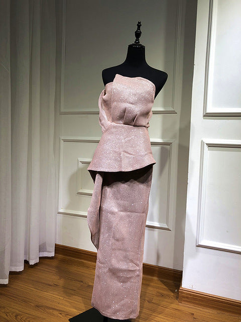 On Sale No Return No Refund Sale Asymmetrical Evening Dress Sleeveless Evening Gowns QA8020