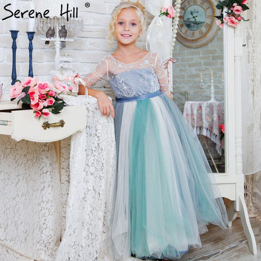 En oferta, sin devolución ni reembolso, venta de vestidos de primera comunión con cuentas en cascada para niñas, concurso HTA0003