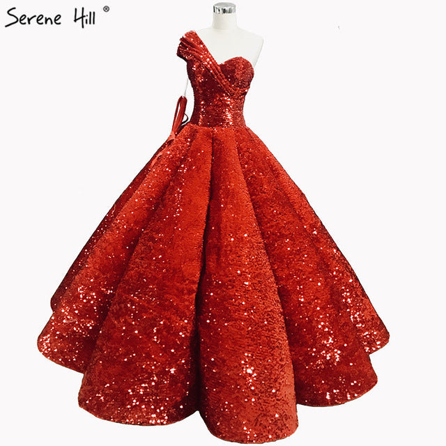 Rote Luxus One-Shoulder Brautkleider