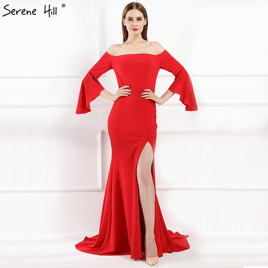 Vestidos de fiesta de sirena con hombros descubiertos, elegantes vestidos de noche para brindar por la novia LA6197