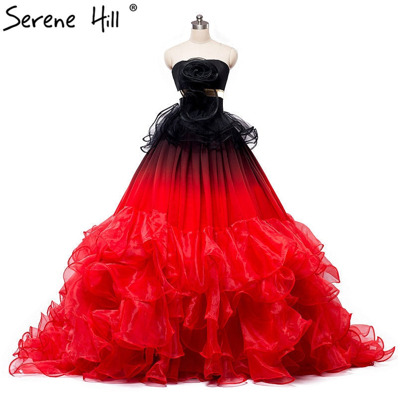 Luxus Farbverlauf Rüschen Abendkleid Braut Abendkleid HA2113