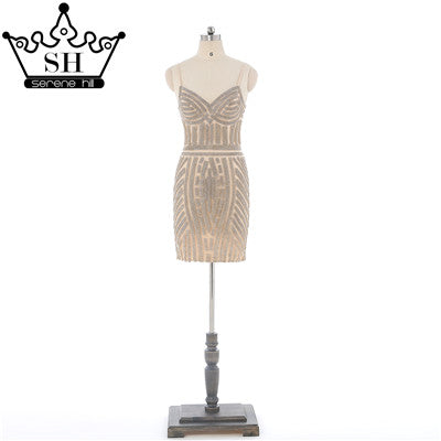 On Sale no return no refund Sale Short Gold Crystal Evening Party Dress Color Tulle Party Long Evening Dress LA6050