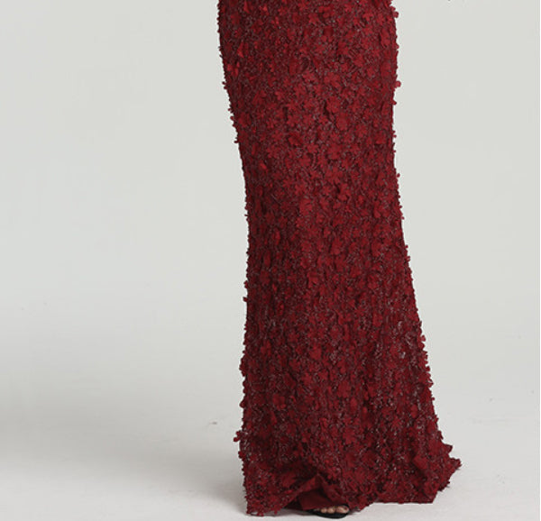 En oferta, sin devolución ni reembolso En oferta, sin devolución ni reembolso Vestido de noche con hombros descubiertos y corte sirena en rosa ruborizado, flores de Dubái y cristal BLA6519