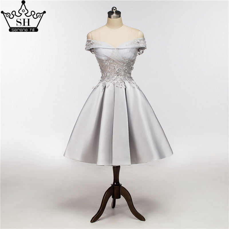 Vestido de noche corto sin mangas con cuello halter y encaje con perlas HA2079