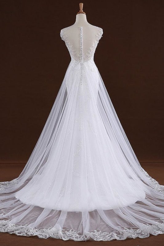 Sequine Appliques Tulle Pretty Mermaid Elegant Wedding Dresses