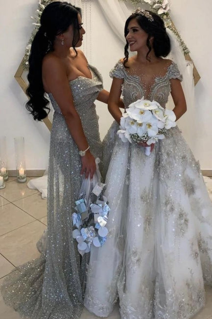 Vestidos de noche largos sexis sin mangas con purpurina y abertura