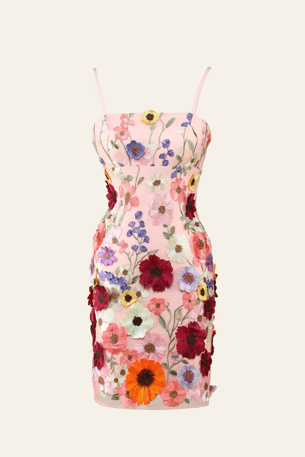Nyssa | Vestido de fiesta con tirantes finos y flores 3D