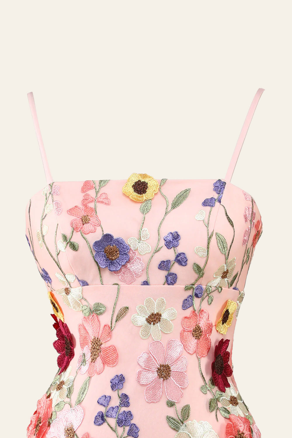 Nyssa | Vestido de fiesta con tirantes finos y flores 3D