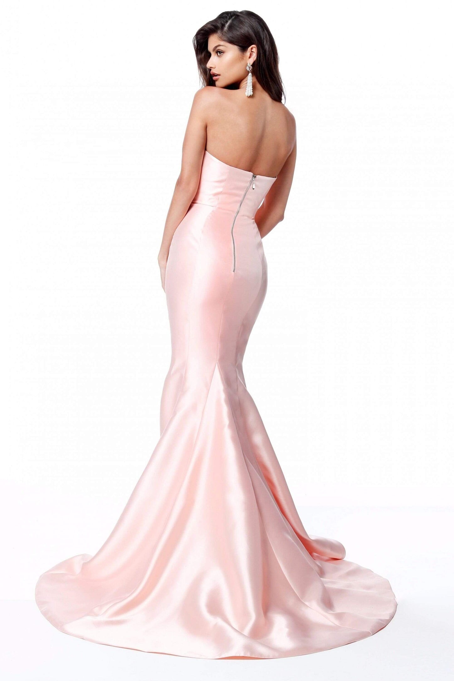 Strapless Taffeta Long Mermaid Dress With Train