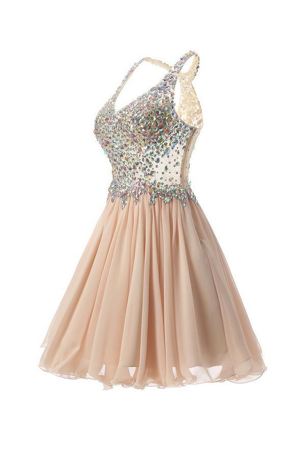 Short/Mini Halter A Line/Princess Homecoming Dresses Beaded PG038