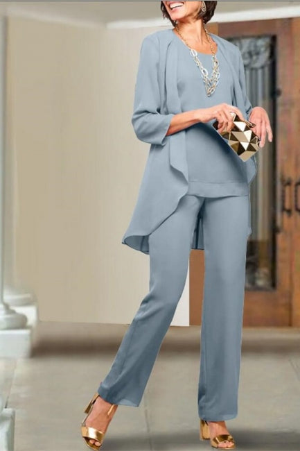 Vestidos sencillos de gasa para madre de la novia, mono de dama de honor azul real