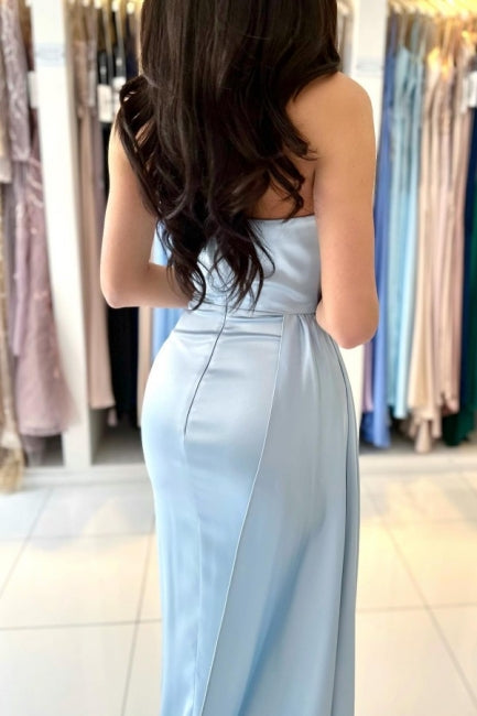 Simple Mermaid Sleeveless Evening Dresses Long Blue Prom Dresses