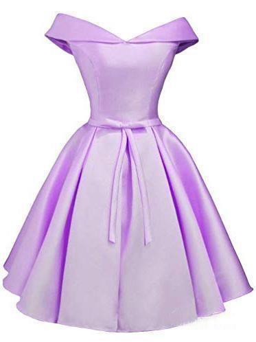 Einfaches schulterfreies Homecoming-Kleid in Blush aus Satin, Abschlusskleid PD288