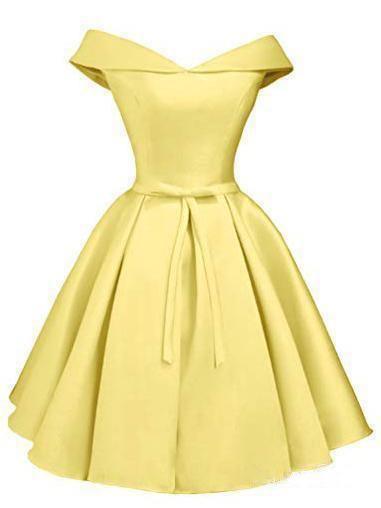 Einfaches schulterfreies Homecoming-Kleid in Blush aus Satin, Abschlusskleid PD288