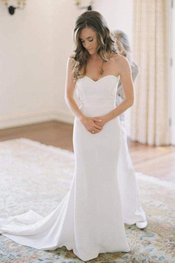 Einfache Off White Meerjungfrau Hochzeit/Brautkleider Sweetheart Neck WD333