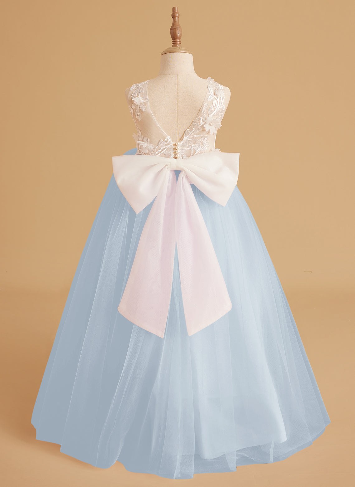 Dream Princess Sleeveless Detachable Train Flower Girl Dress
