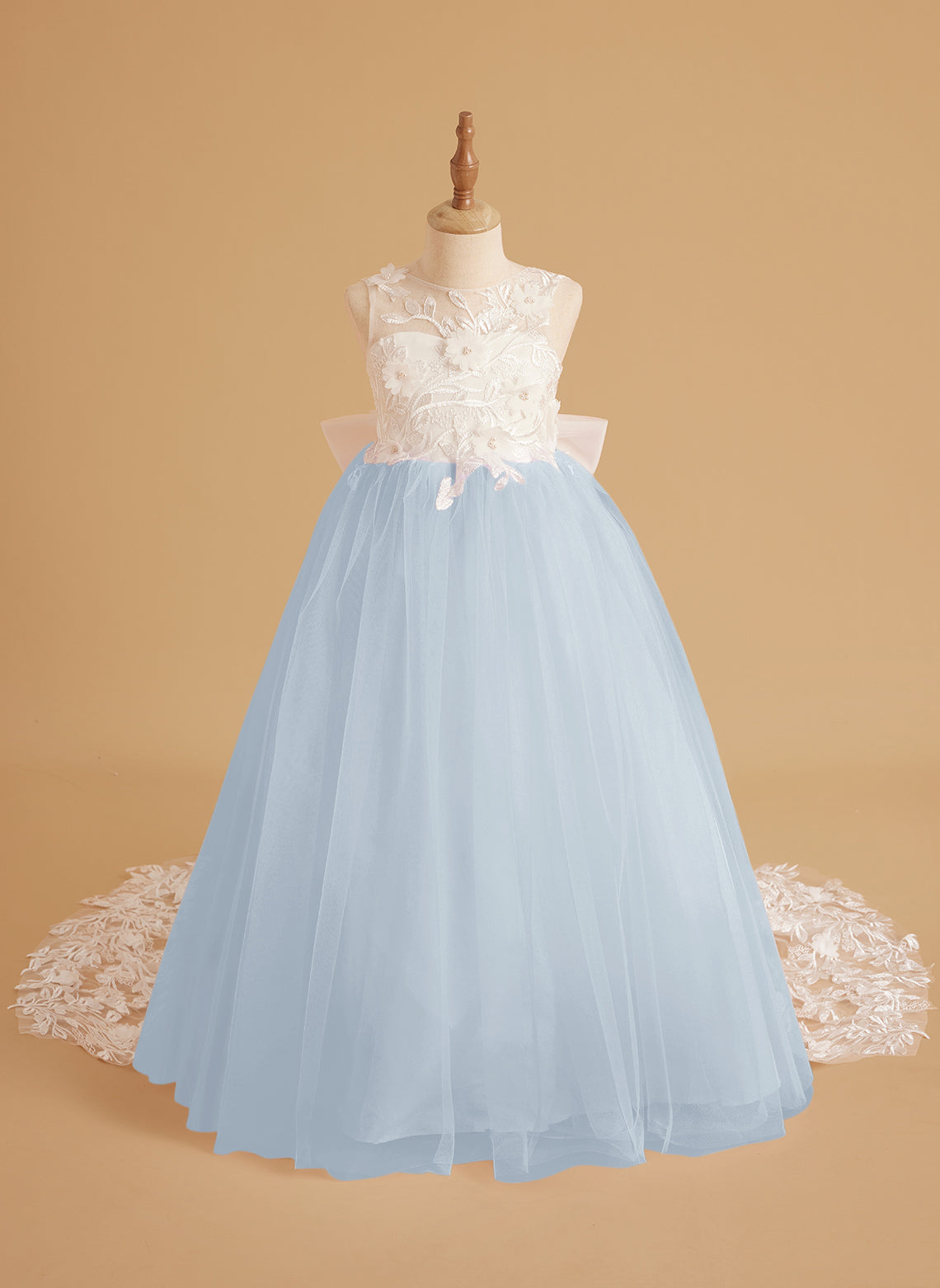 Dream Princess Sleeveless Detachable Train Flower Girl Dress