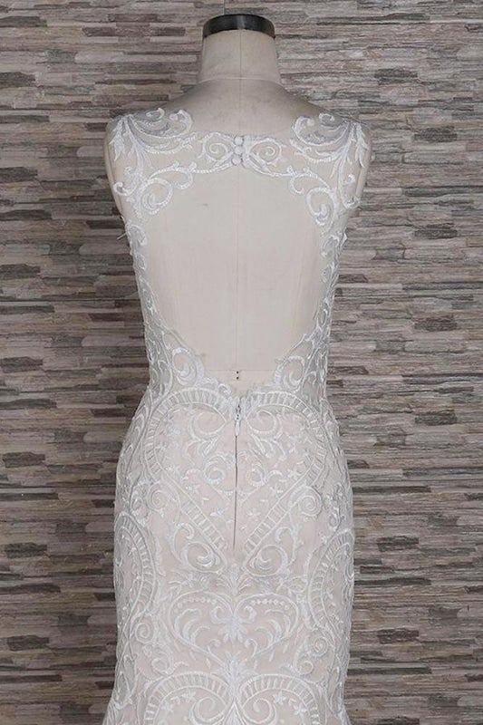 Schlanke Square Neck Appliques Hübsche Meerjungfrau Elegante Brautkleider