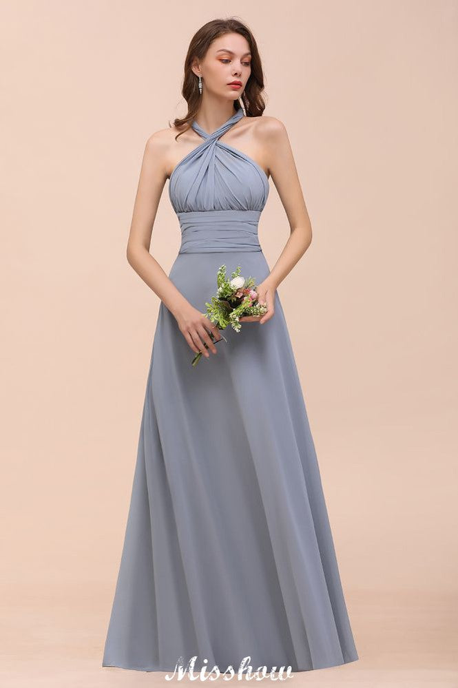 Ärmelloses A-Linien-Brautjungfernkleid, bodenlanges Abendkleid
