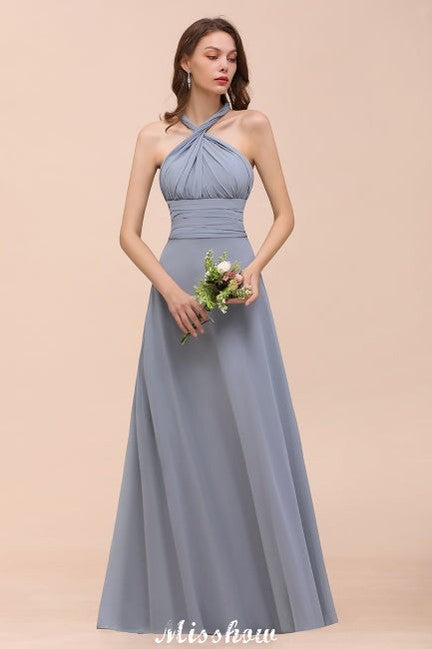Ärmelloses A-Linien-Brautjungfernkleid, bodenlanges Abendkleid