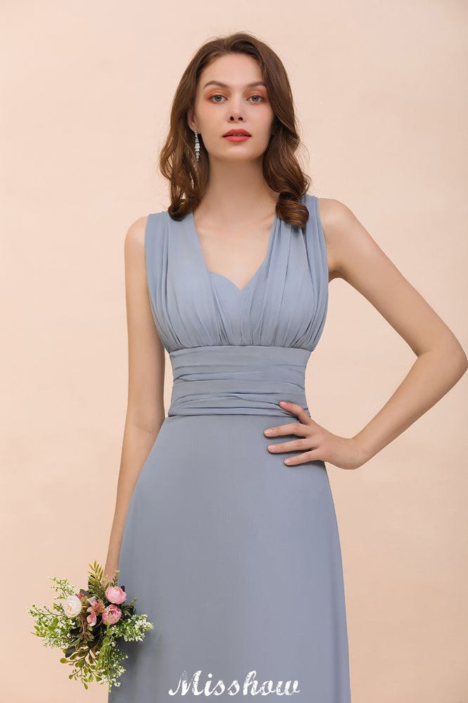 Ärmelloses A-Linien-Brautjungfernkleid, bodenlanges Abendkleid
