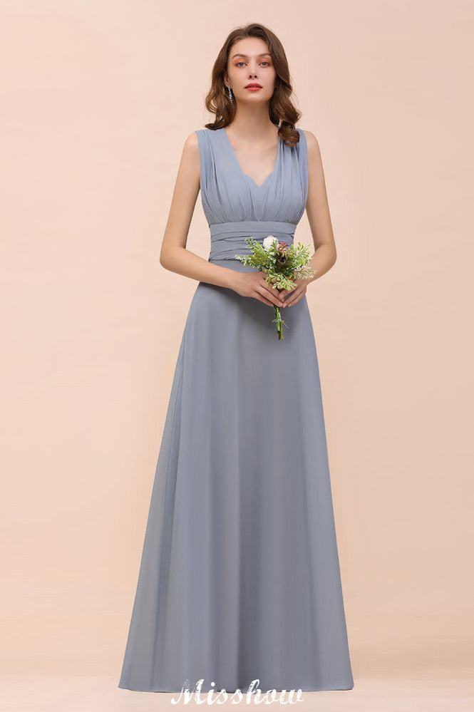 Ärmelloses A-Linien-Brautjungfernkleid, bodenlanges Abendkleid
