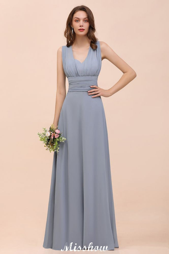 Ärmelloses A-Linien-Brautjungfernkleid, bodenlanges Abendkleid