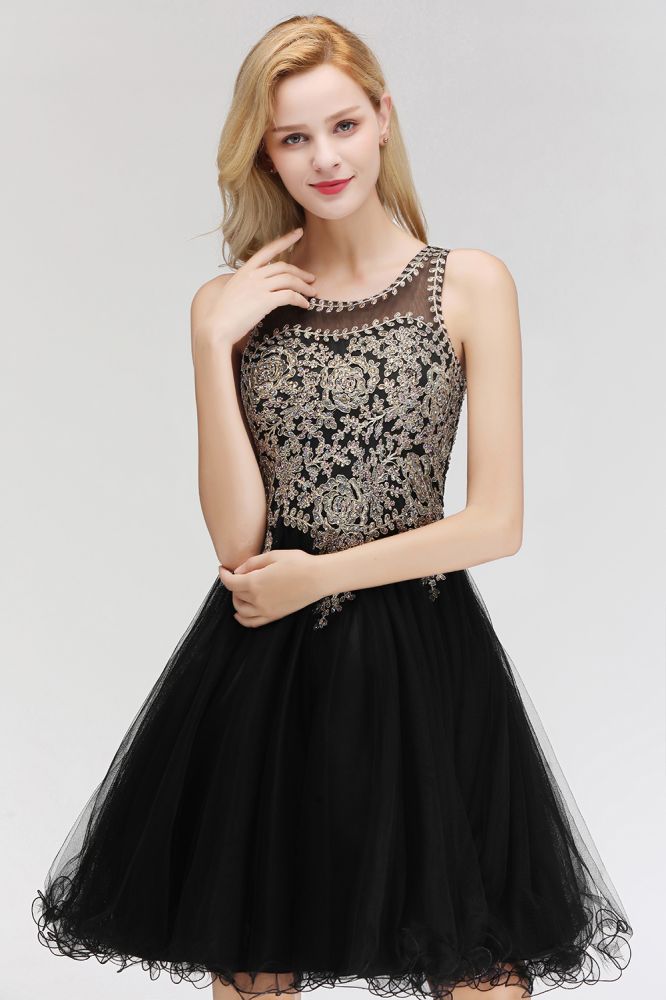 Ärmelloses Aline-Cocktailpartykleid mit funkelnden Perlen