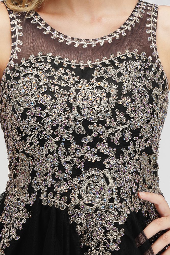 Ärmelloses Aline-Cocktailpartykleid mit funkelnden Perlen