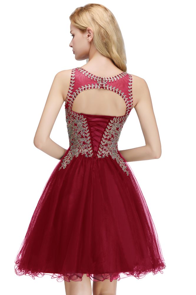 Ärmelloses Aline-Cocktailpartykleid mit funkelnden Perlen